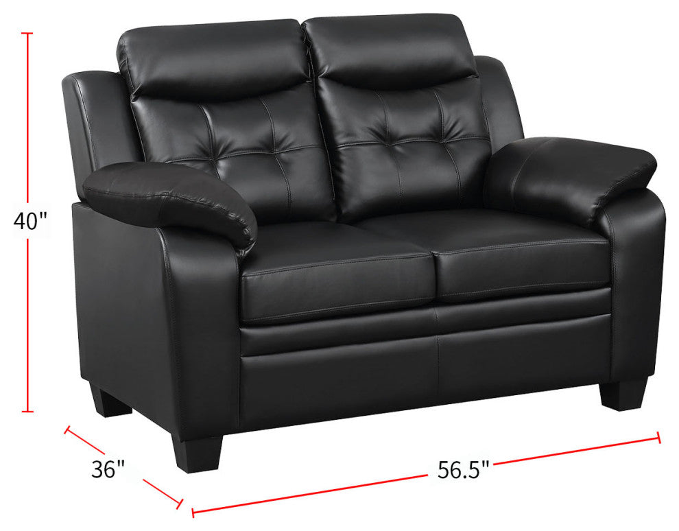 Faux Leather Tufted Loveseat, Black
