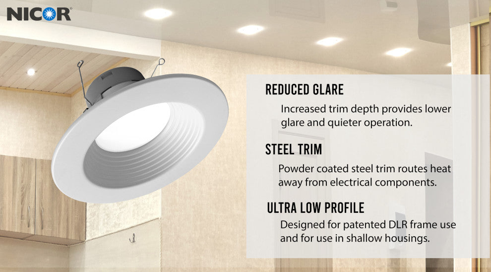 5/6" Recessed LED Downlight, White Baffle, 900 Lumen, 3000k, 1 Pack