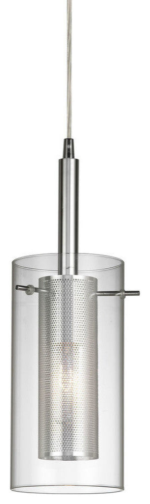 Marla 1-Light Metal and Glass Pendant, Polished Chrome, Electroplated, Clear