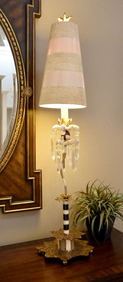 Birdland 1 Light Table Lamp in Black And Putty With Gold Leaf
