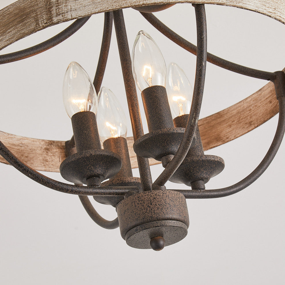 15.4 in 4-Light Industrial Flush Mount Ceiling Lighting