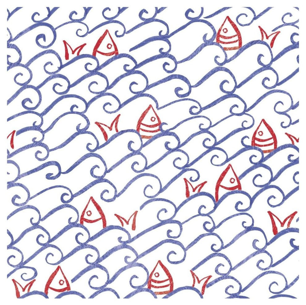 "Coastal Birds Pattern V" Digital Paper Print by Farida Zaman, 42"x42"