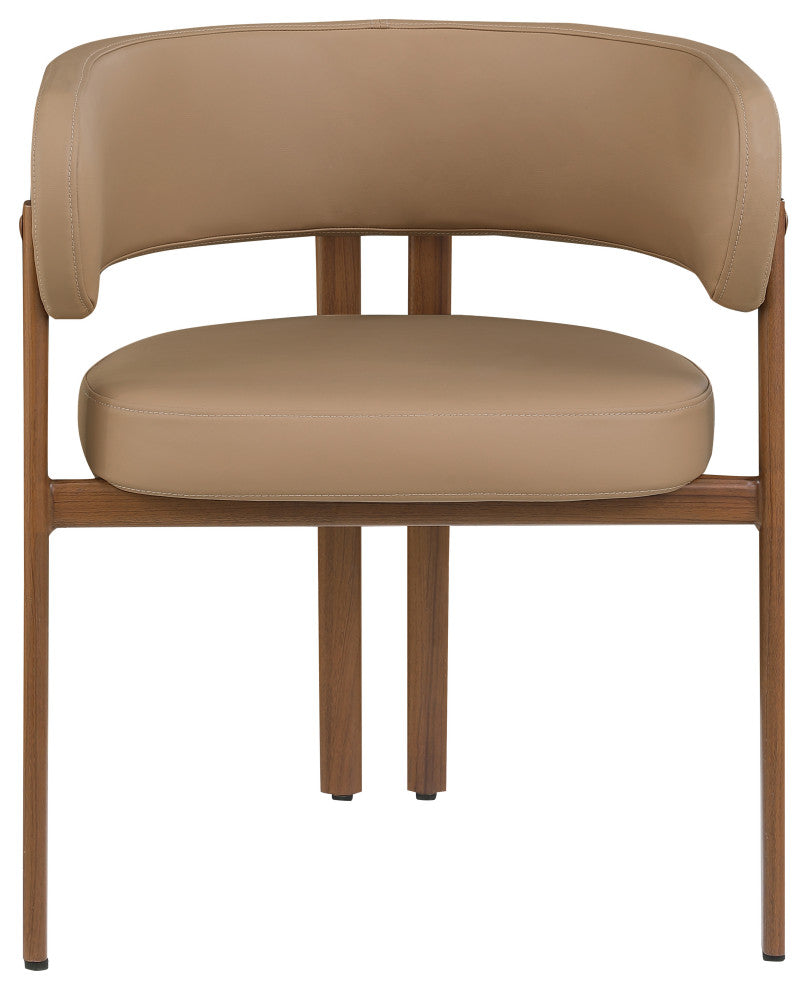 Gideon Black Faux Leather Dining Chair (Set of 2), Tan, Walnut Finish