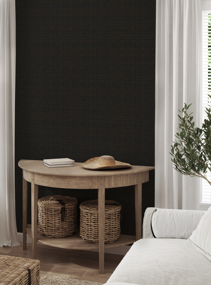 Burlap Hash Pattern Peel and Stick Vinyl Wallpaper, Onyx, 24"w X 60"h