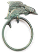 Antique Seaworn Bronze Cast Iron Dolphins Towel Holder 7"