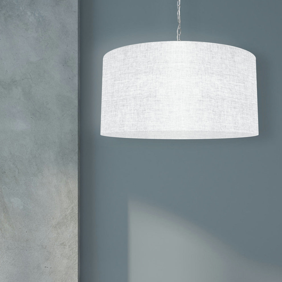 1 Light X-Large Braxton Polished Chrome Pendant w/ White/Clear Shade