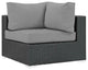 Modern Outdoor Sofa Corner Chair, Sunbrella Rattan Wicker, Gray