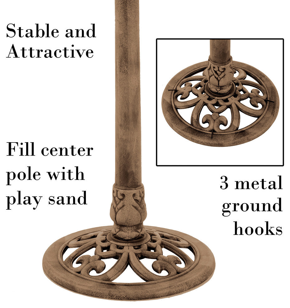 Pure Garden Resin Bird Bath With Antique Scroll Design Bronze