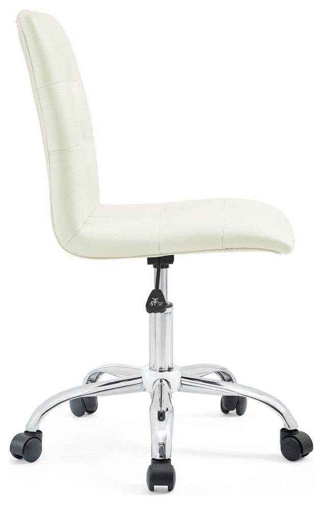 Modern Contemporary Office Chair, White Faux Leather