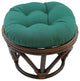 18" Round Solid Twill Tufted Footstool Cushion, Forest Green