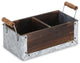 Wood And Metal 2 Slot Organizer With Side Handles