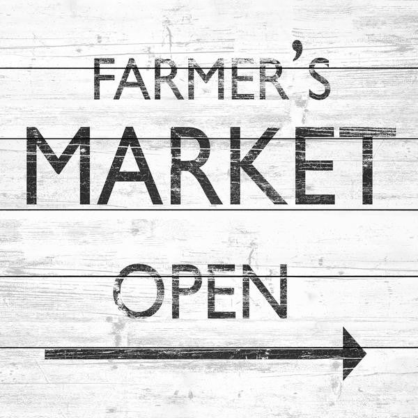"Market Is Open" Painting Print on White Wood, 32"x32"