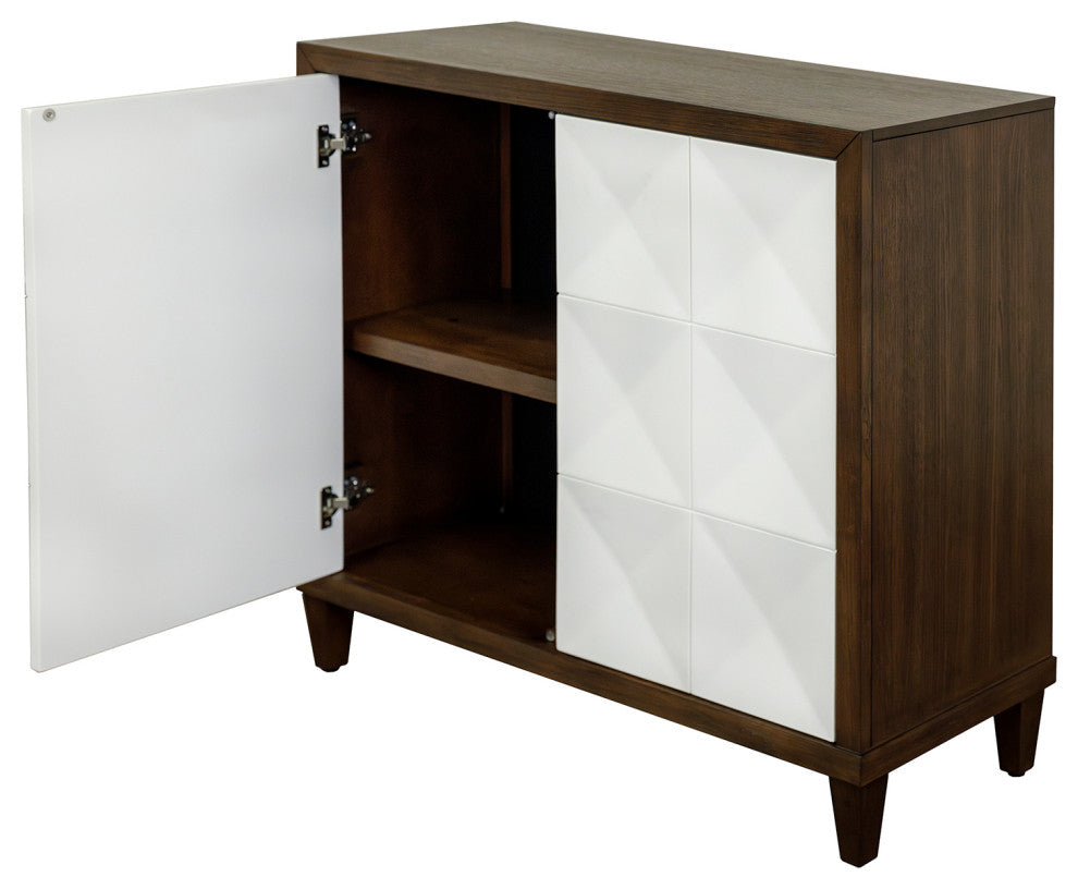 Modern Wood 40" Console With With doors, TV Stand, Fully Assembled, Brown