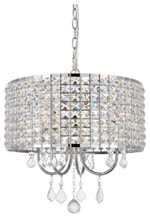 Living District Calista 4-Light Transitional Metal Pendant in Chrome
