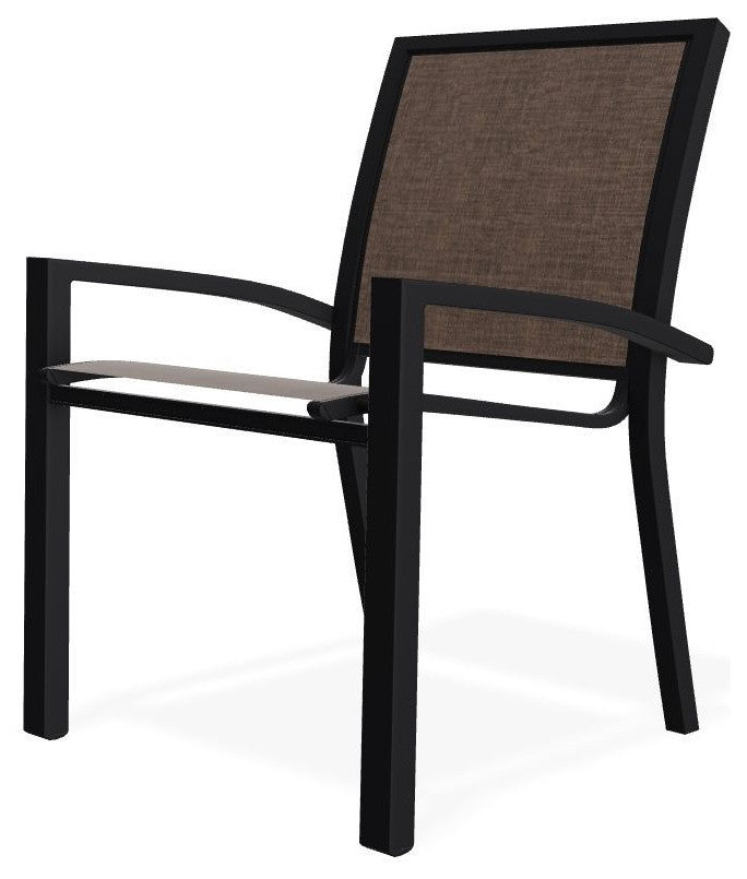Kendall Sling Stackable Outdoor Dining Chair, Mocha/Black