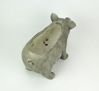 17 Inch Long Weathered Gray Finish Smiling Pig Planter
