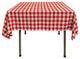 LA Linen Square Gingham Checkered Tablecloth, White and Red, 52"x52"