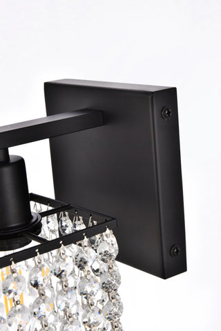 Phillip 1-Light Bath Sconce, Black With Clear Crystals