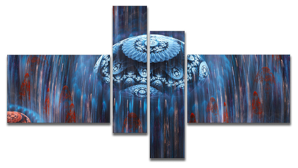 Blue World of Infinite Universe, Abstract Canvas Art Print, 60"x32", 4 panels