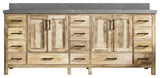 Malibu Mango 84" Double Sink Bath Vanity, White Washed 2" Piatra Gray