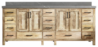 Malibu Mango 84" Double Sink Bath Vanity, White Washed 2" Piatra Gray
