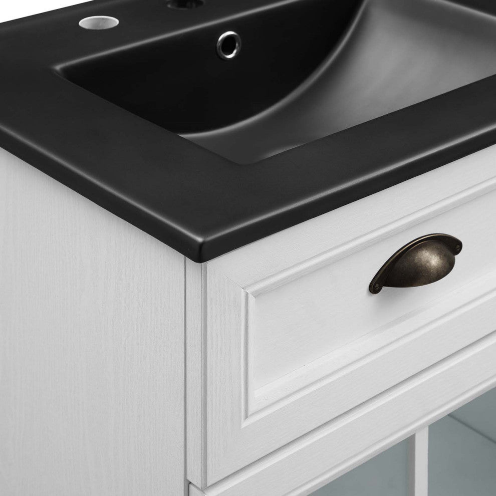 Isle 48" Double Bathroom Vanity Cabinet White Black