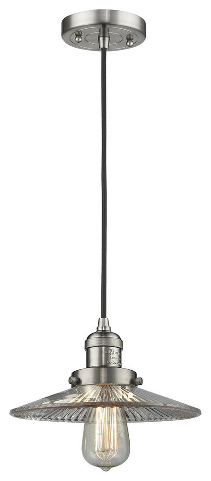 1-Light Dimmable LED Halophane 10" Mini Pendant, Brushed Satin Nickel