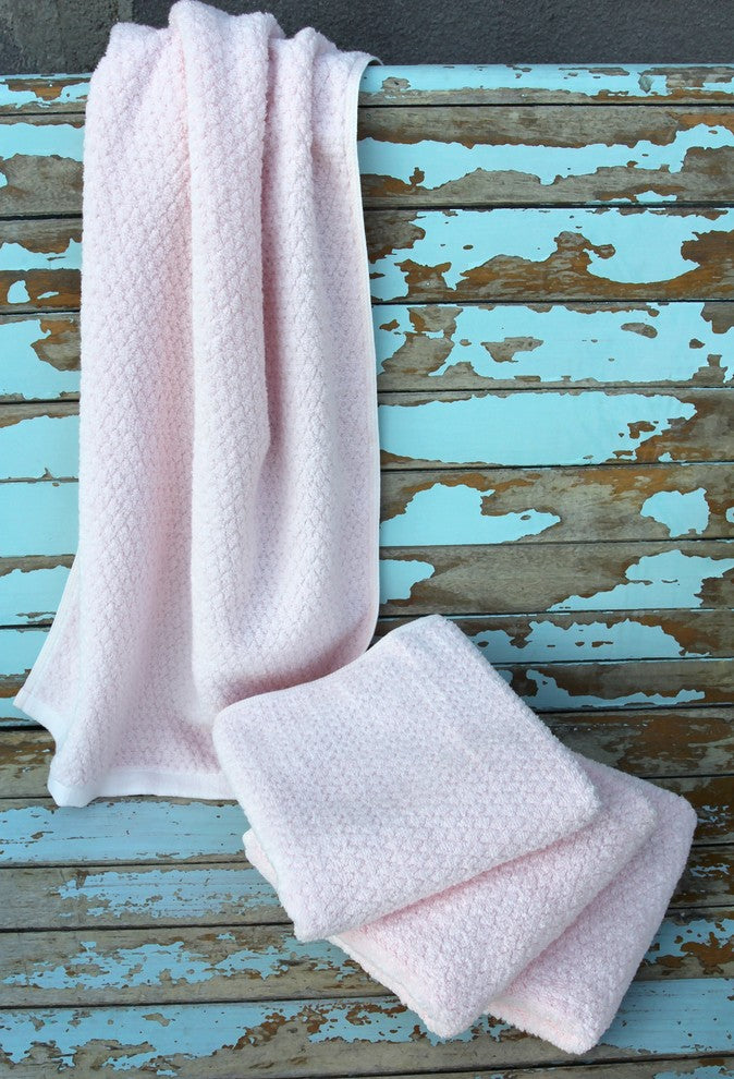 Everplush Diamond Jacquard Hand Towel Set, 4-Pack, Pale Pink