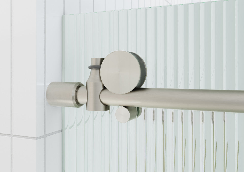 Galaxy 60"x78" Frameless Glass Sliding Shower Doors, Brushed Nickel, Right