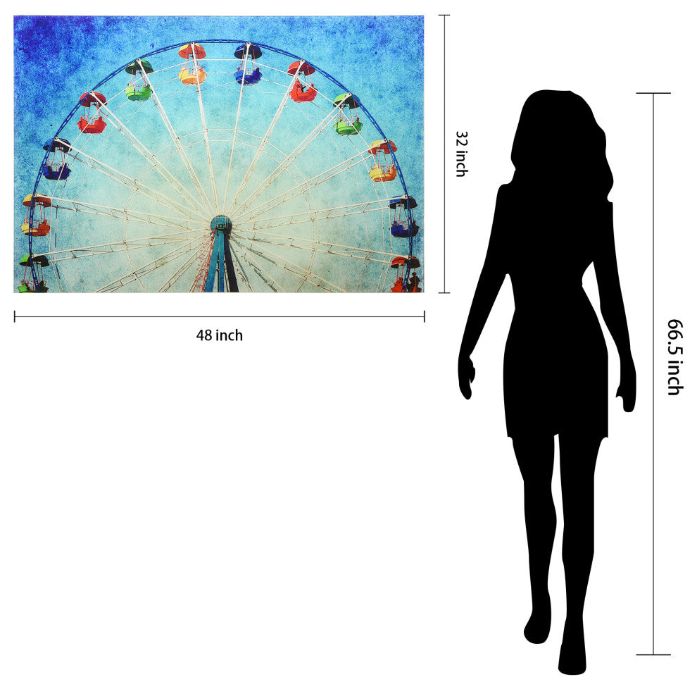 Ferris Wheel Wall Art Tempered Glass Contemporary Artwork 48" x 32"