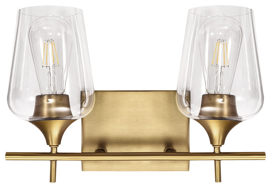 Modern Bathroom Dimmable Vanity Light, Gold, 2 Light