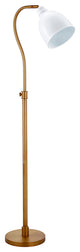 68" Brass Adjustable Reading Floor Lamp With White Frosted Glass Dome Shade