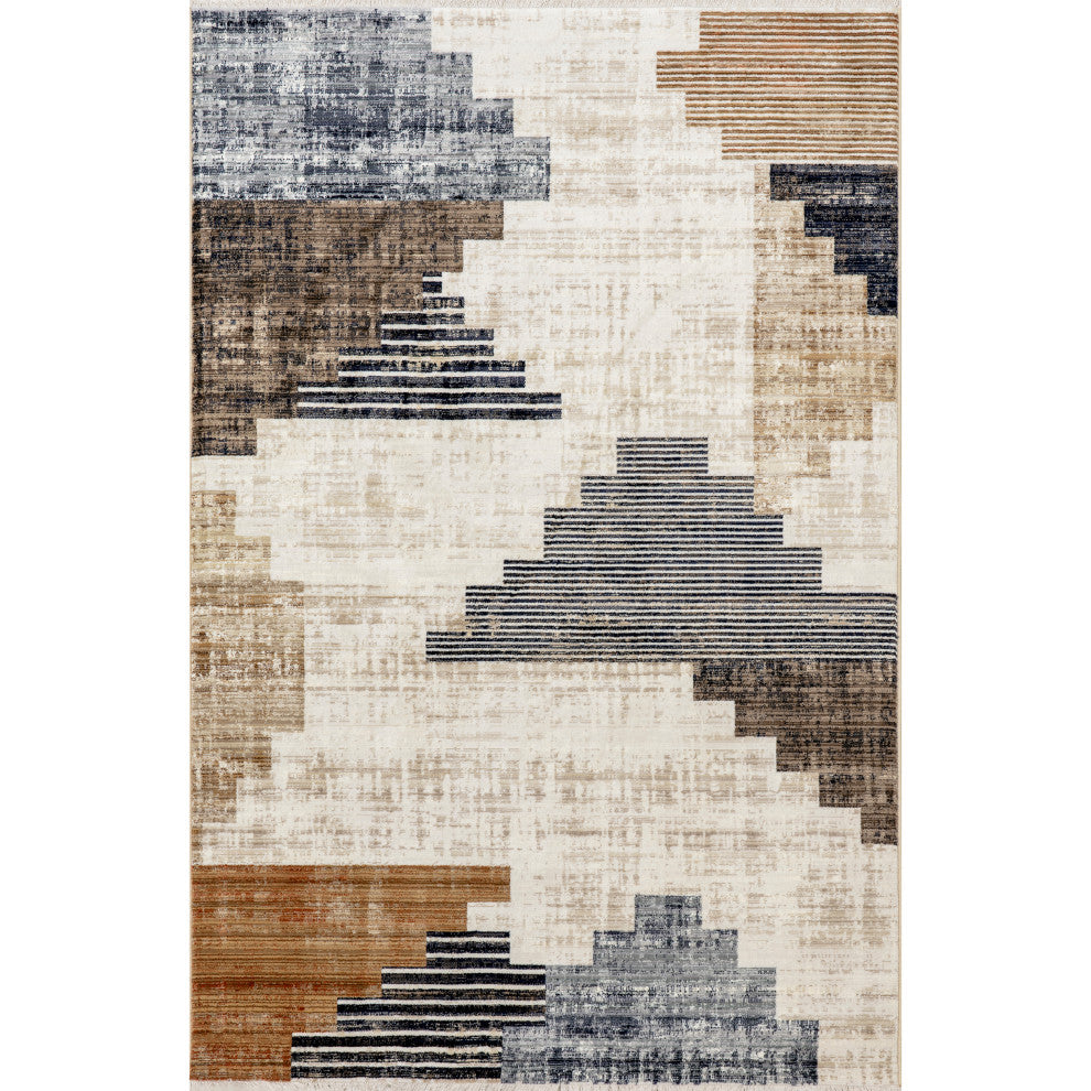 Nuloom Vanita Transitional Southwestern Fringe Area Rug, Navy 5'x7'10"