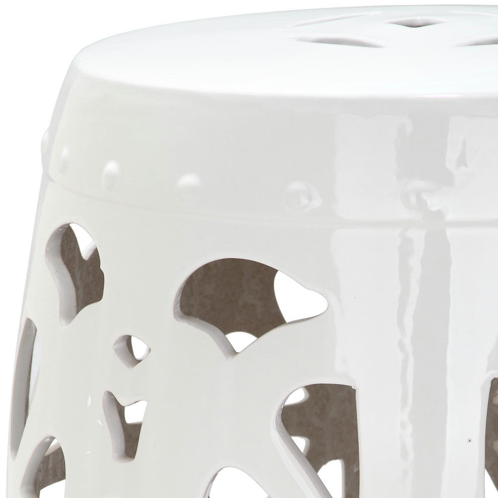Safavieh Stencil Blossom Garden Stool, Antique White