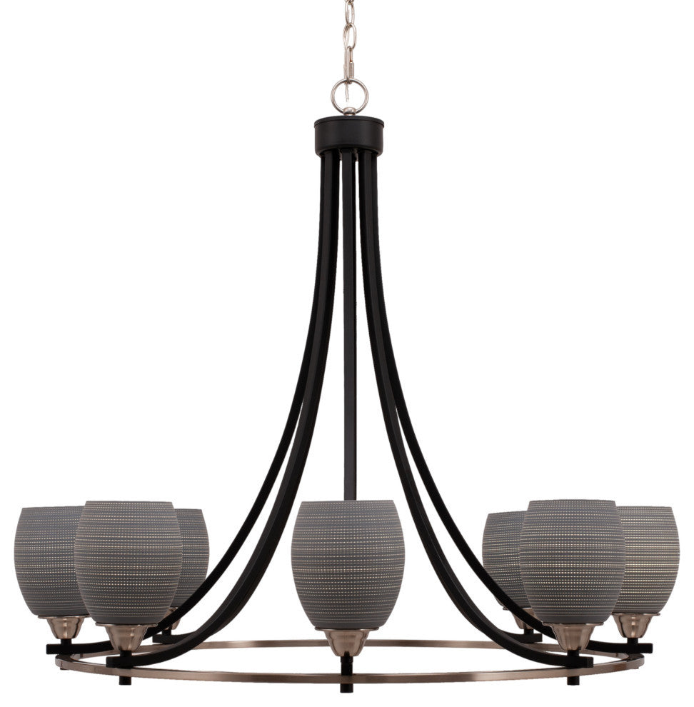 Paramount 8-Light Chandelier, Matte Black & Brushed Nickel, 5" Gray Matrix