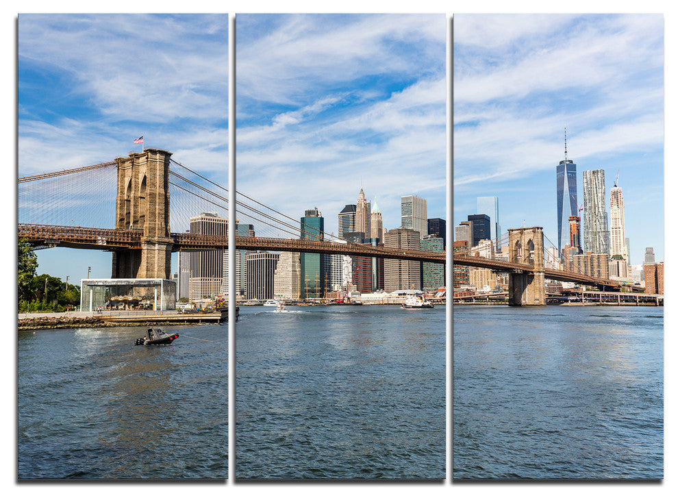 "Summer Day Brooklyn Bridge" Canvas Print, 3 Panels, 36"x28"