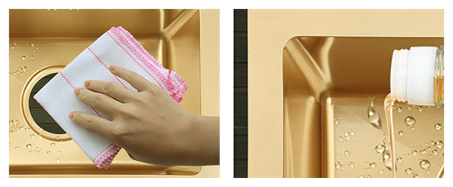 Stainless Steel Kitchen Sink Double Bowls Drop-In Sink with Drain and Overflow, Gold