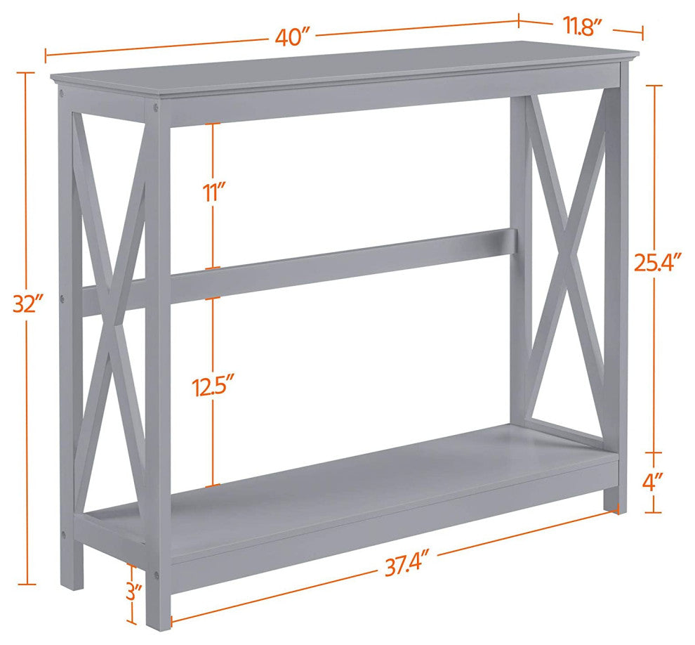 Modern 2-Tier Entryway Table, Grey