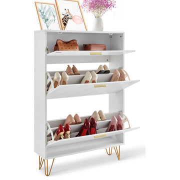 VEVOR Shoe Cabinet with 3 Flip Drawers Shoe Storage Cabinet for Entryway Hallway