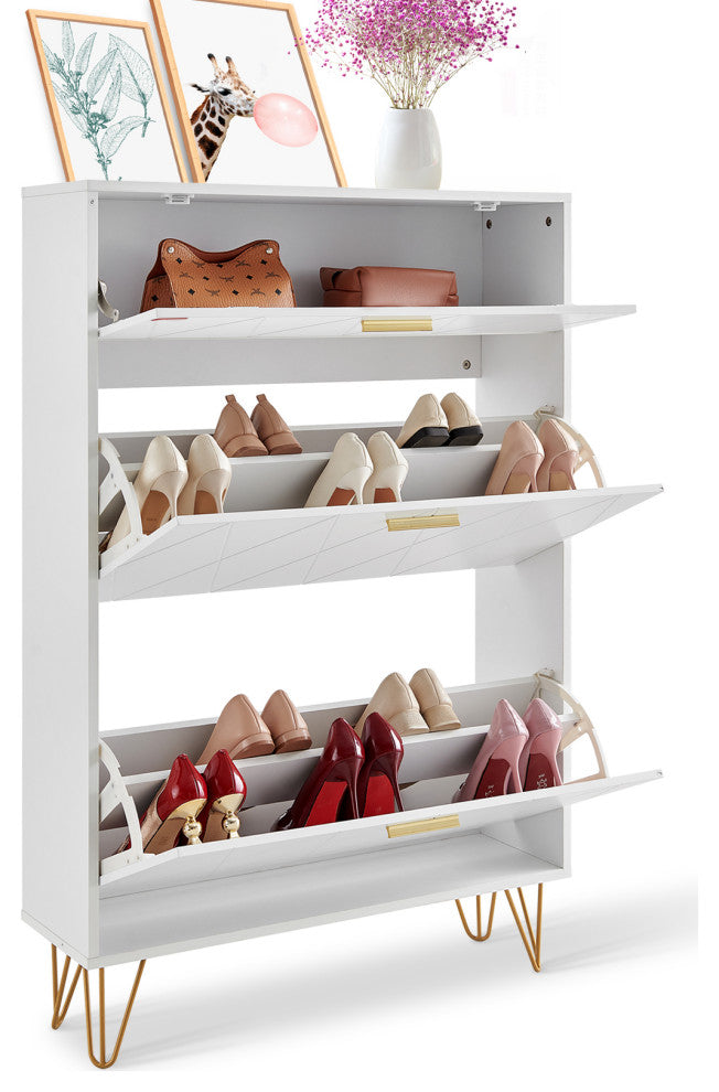 VEVOR Shoe Cabinet with 3 Flip Drawers Shoe Storage Cabinet for Entryway Hallway