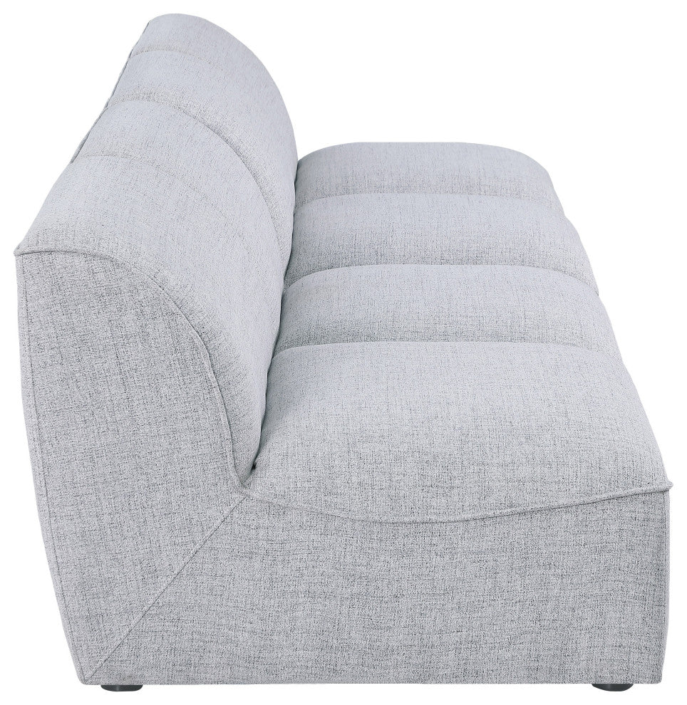 Miramar Linen Textured Fabric Upholstered 4-Piece Modular Sofa, Grey