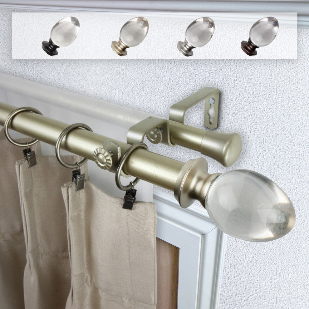 Jaya 1" Double Curtain Rod, Light Gold, 28-48"