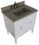 31" Single Vanity, White Finish With Gray Concrete Top And Rectangle Sink