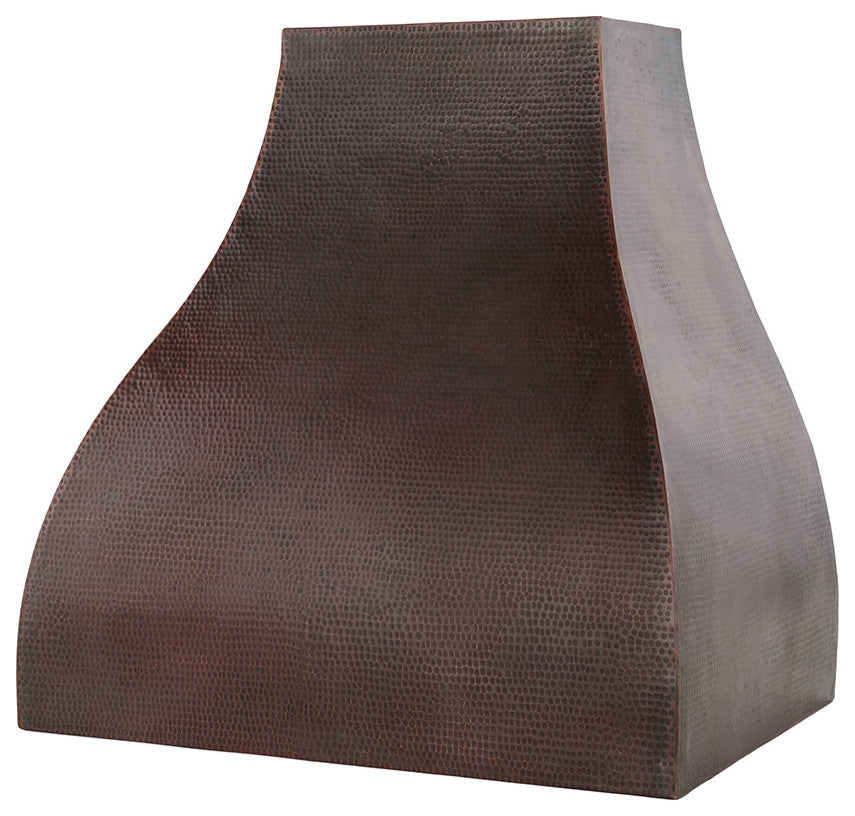 36" 1250 CFM Hammered Copper Wall Mount Campana Range Hood, Slim Baffle Filters
