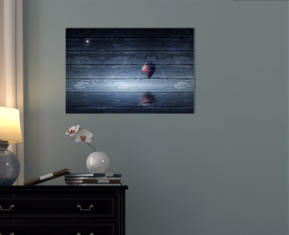 Epic Graffiti "Wood Series: One Air Balloon" Giclee Canvas Wall Art, 18"x26"