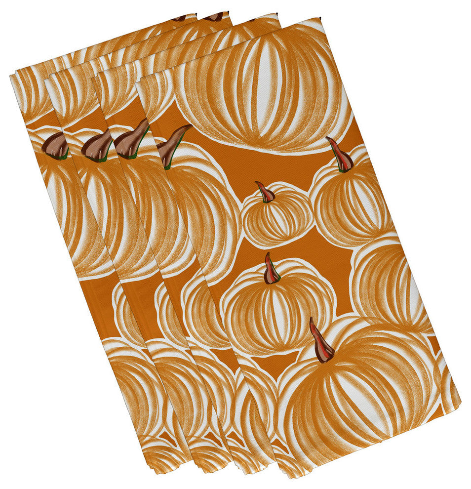 Pumpkins-A-Plenty, Print Napkin, Set of 4, Gold