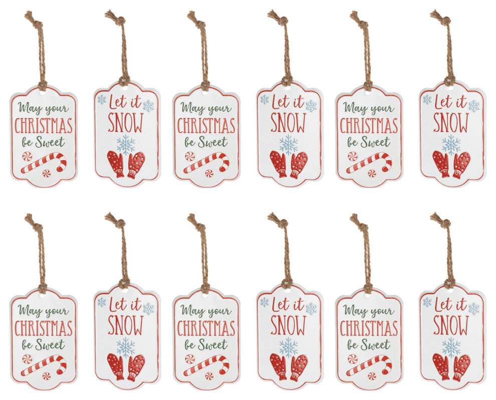 Holiday Sentiment Tag Ornament, 12-Piece Set