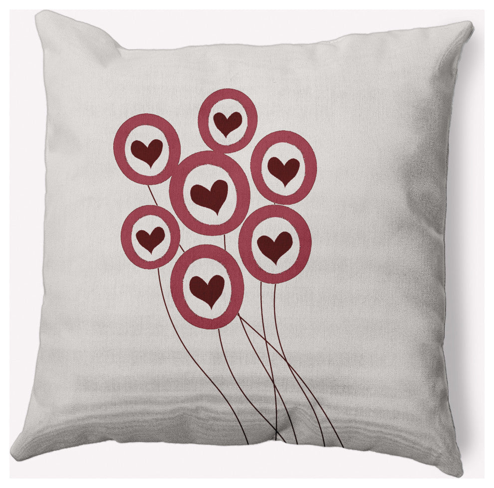 Love is in the Air Valentines Decorative Throw Pillow, Gray, 16"x16"