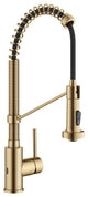 Bolden Commercial Style 2-Function Pull-Down 1-Handle 1-Hole Kitchen Faucet, Brushed Brass (Sensor Touchless)
