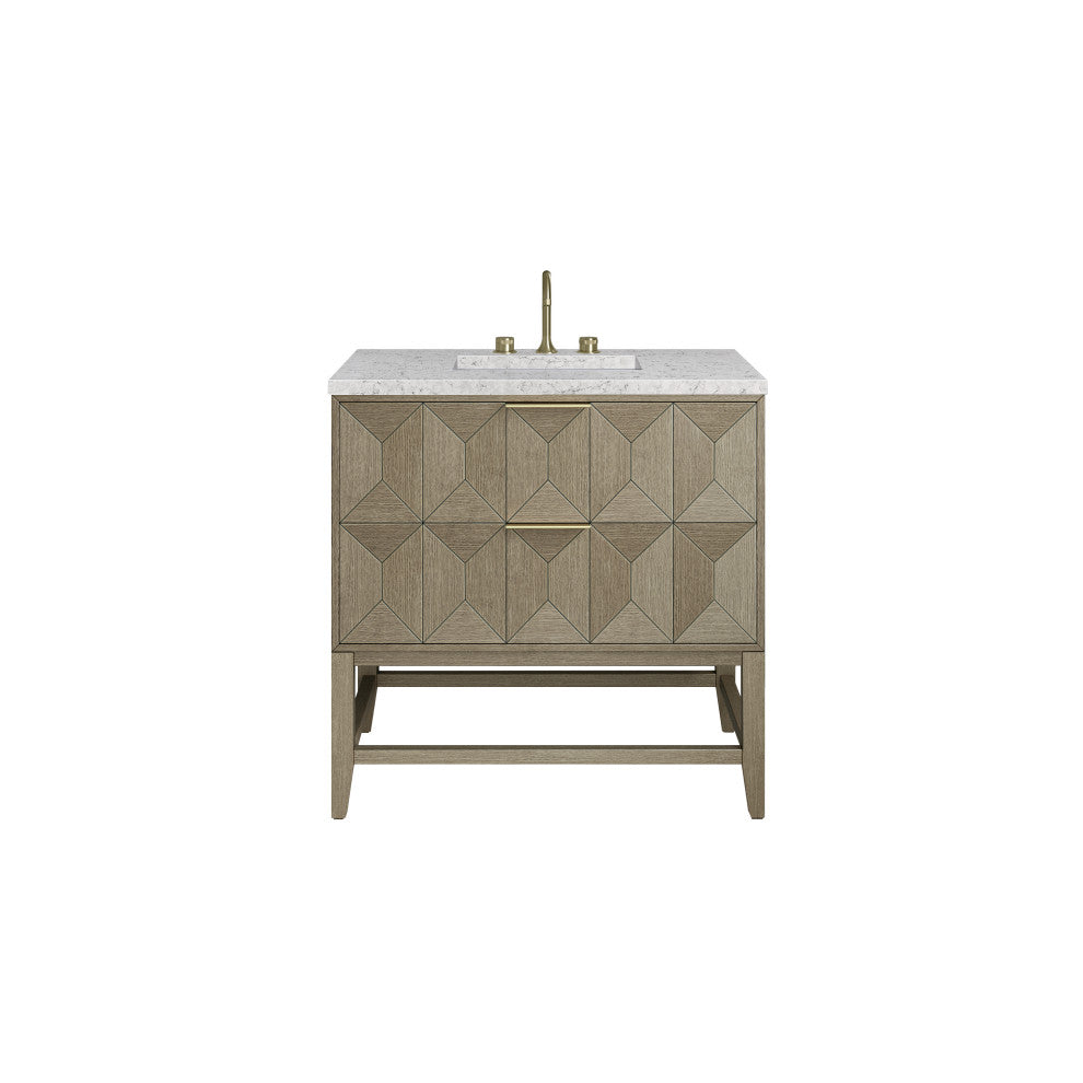 Emmeline 36" Single Vanity, Pebble Oak, Eternal Jasmine Pearl